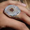 Bague en argent 925 empierrée d'une grande améthyste stalactite