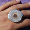 Bague en argent 925 empierrée d'une grande améthyste stalactite
