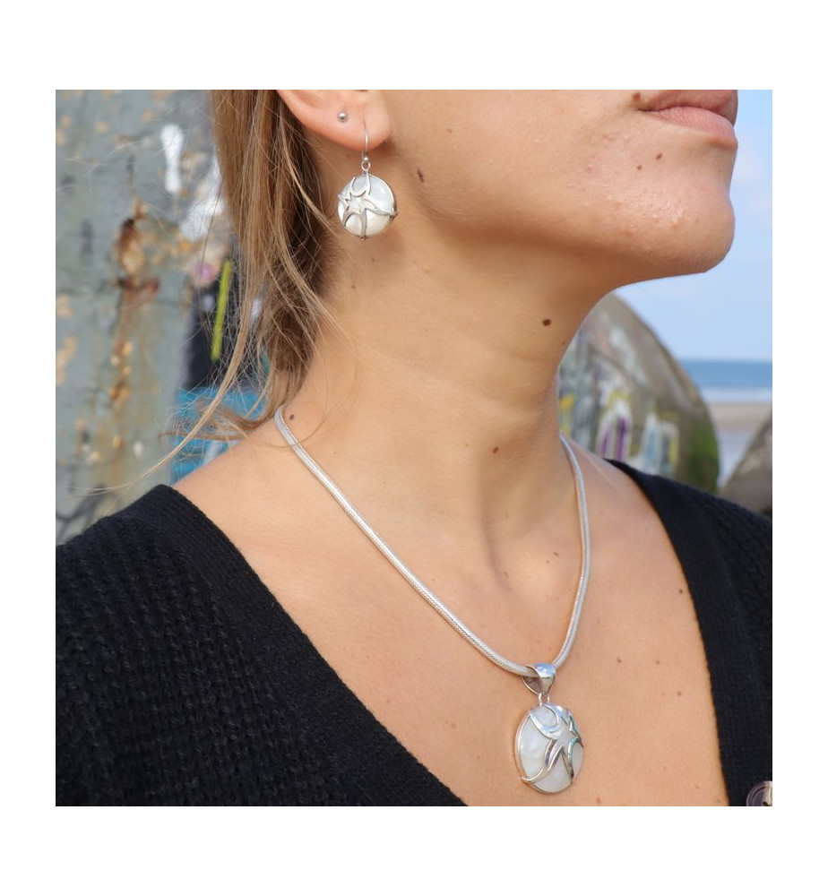 boucles d'oreilles nacre argent