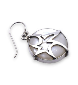 Boucles d'oreilles rondes argent et nacre blanche