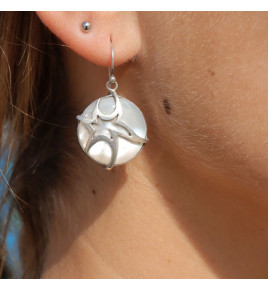 boucles d'oreilles argent nacre
