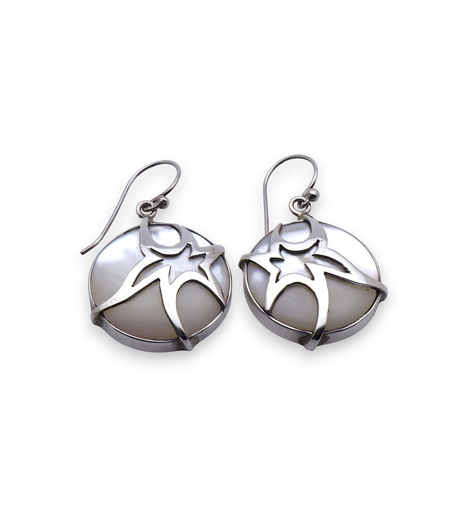 Boucles D'oreilles Pendantes Silverly En Argent 925 Avec Nœud Celtique Et Nacre - Neuf Avec étiquettes