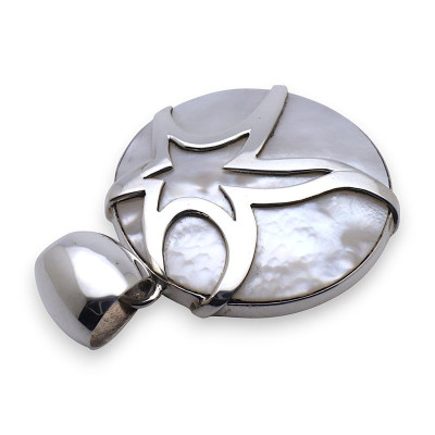 nacre blanche pendentif argent