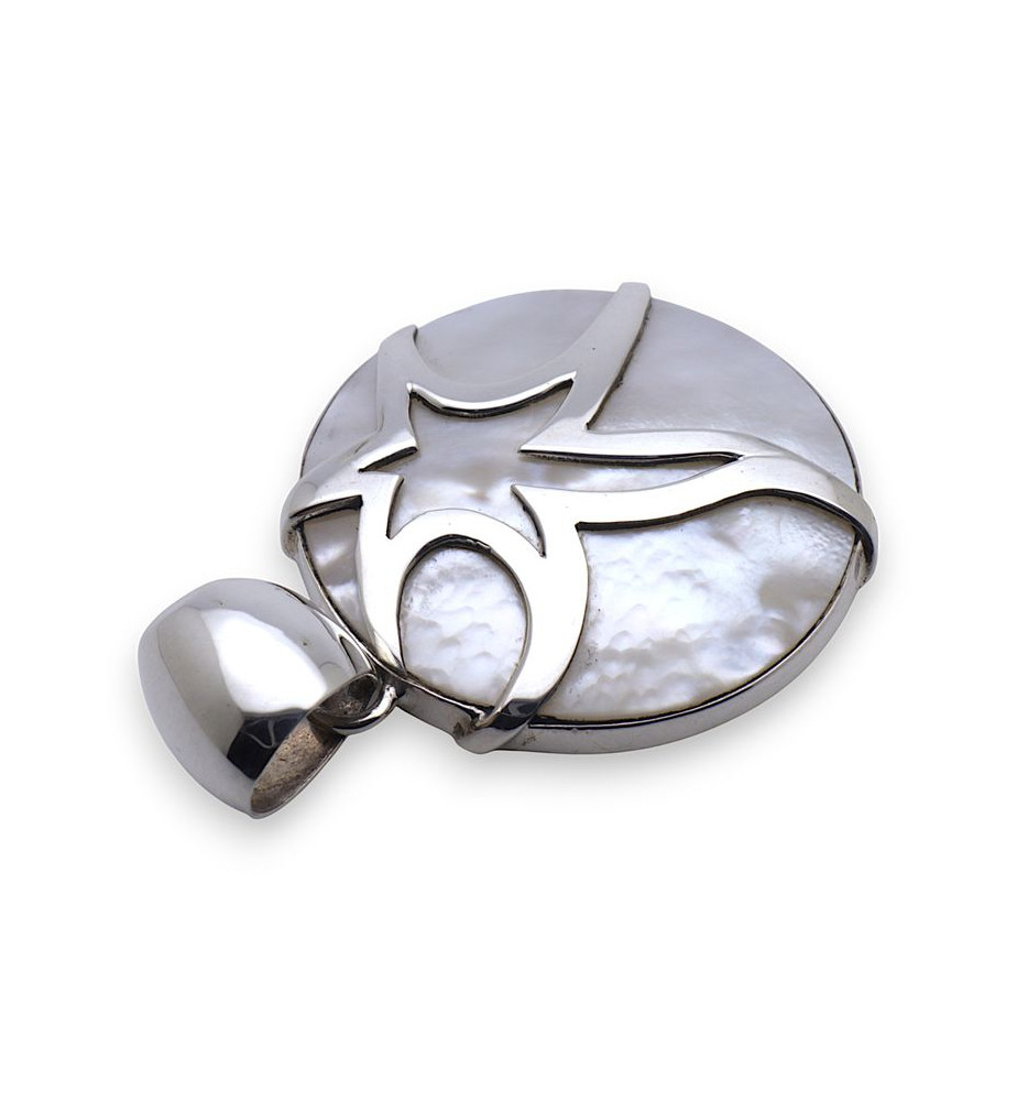 nacre blanche pendentif argent