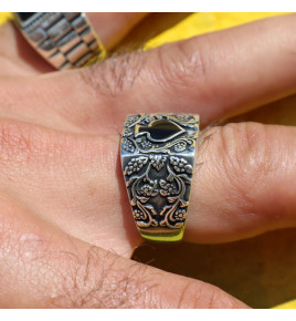 onyx bague chevaliere homme