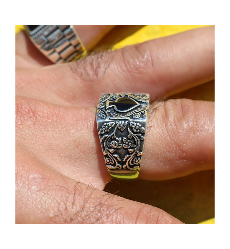 onyx bague chevaliere homme