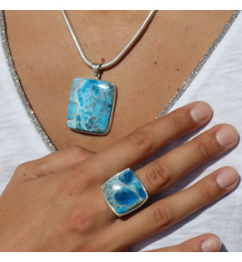 bague argent avec pierre bleu