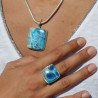 bague argent avec pierre bleu