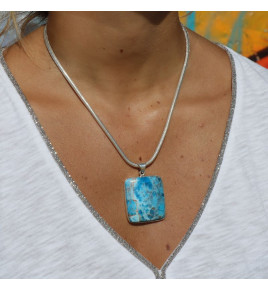 apatite bleue pendentif argent