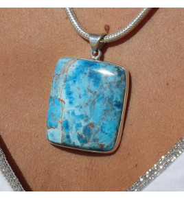 pendentif argent apatite bleue