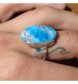 bague argent apatite