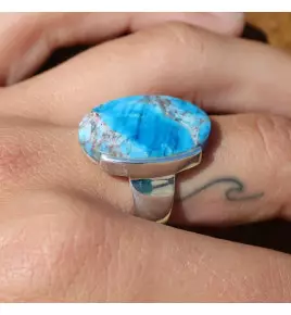 bague argent apatite