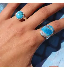 apatite bleue bague argent