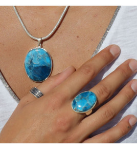 apatite bleue pendentif argent