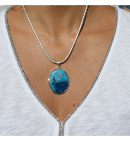 pendentif apatite bleue argent