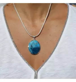 pendentif apatite bleue argent