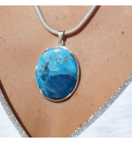 pendentif argent pierre bleue