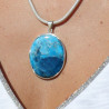 pendentif argent pierre bleue