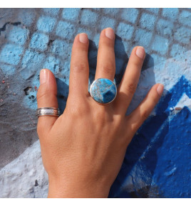 apatite bleue bague argent