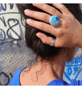 bague argent avec pierre apatite