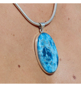 pendentif apatite bleue argent