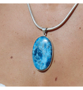 pendentif argent apatite bleue