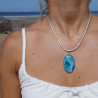 pendentif argent pierre bleue