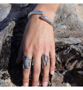 bague argent lezard