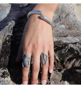bague argent lezard
