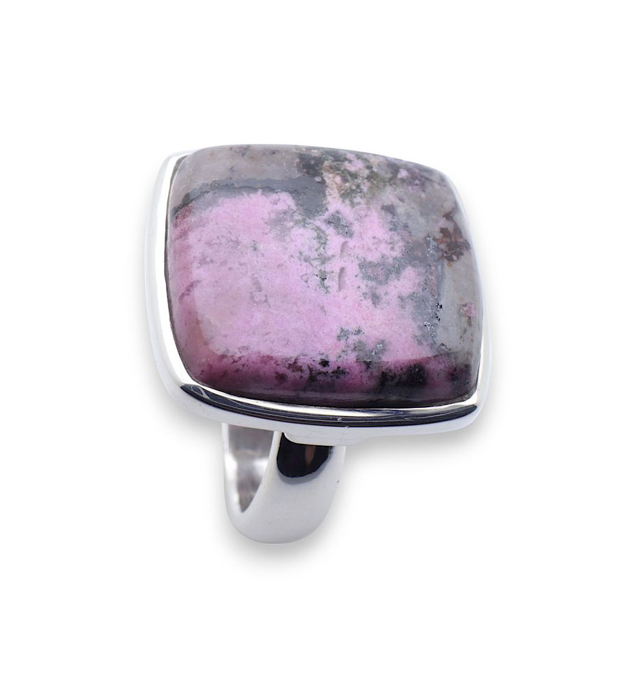 bague argent pierre rose