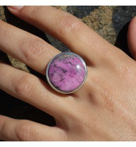 bague argent avec pierre rose
