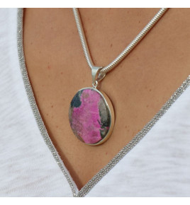 pendentif argent pierre rose