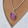 pendentif argent pierre rose