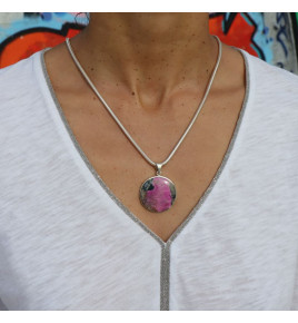 pendentif argent cobalto-calcite