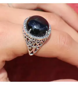 bague marcassite et onyx