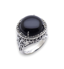 bague marcassite et onyx