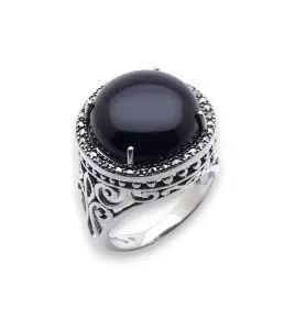 bague marcassite et onyx