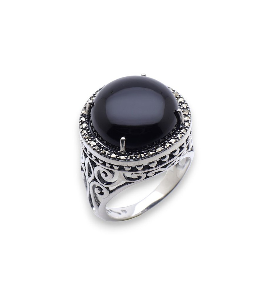 bague marcassite et onyx