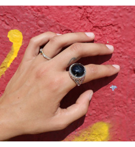 bague onyx noir femme