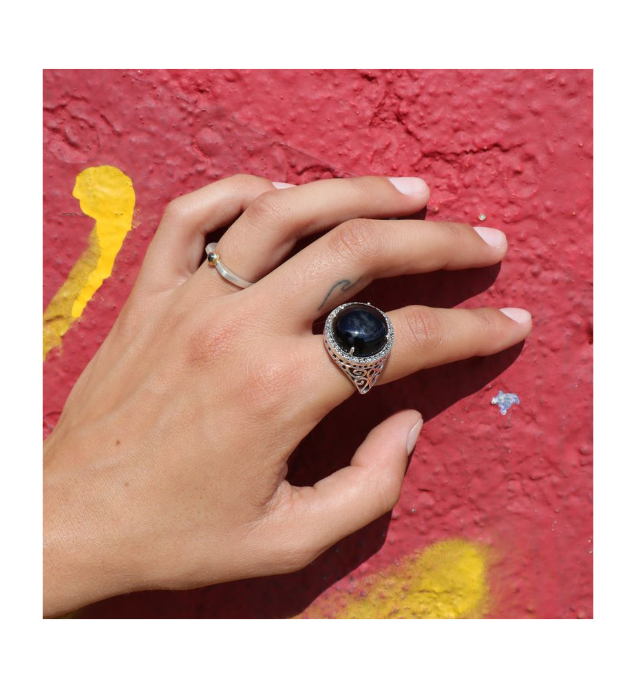 bague onyx noir femme