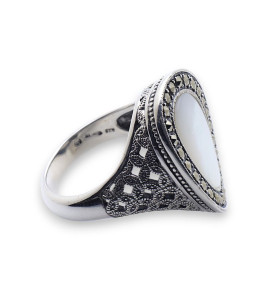 bague argent nacre originale