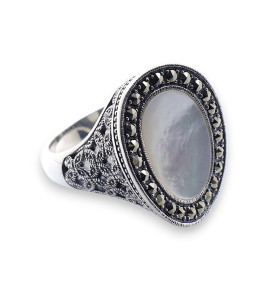 bague argent avec nacre