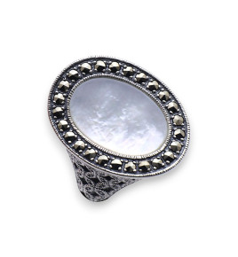 bague argent nacre