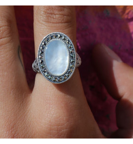 bague argent nacre haut de gamme