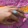 bague argent nacre blanche art déco
