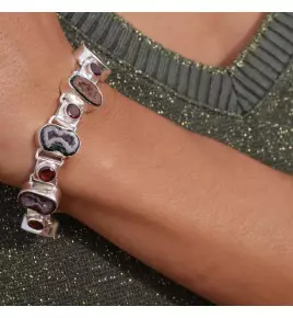 bracelet argent avec géodes tabasco