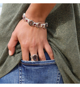bracelet argent et pierres grenat