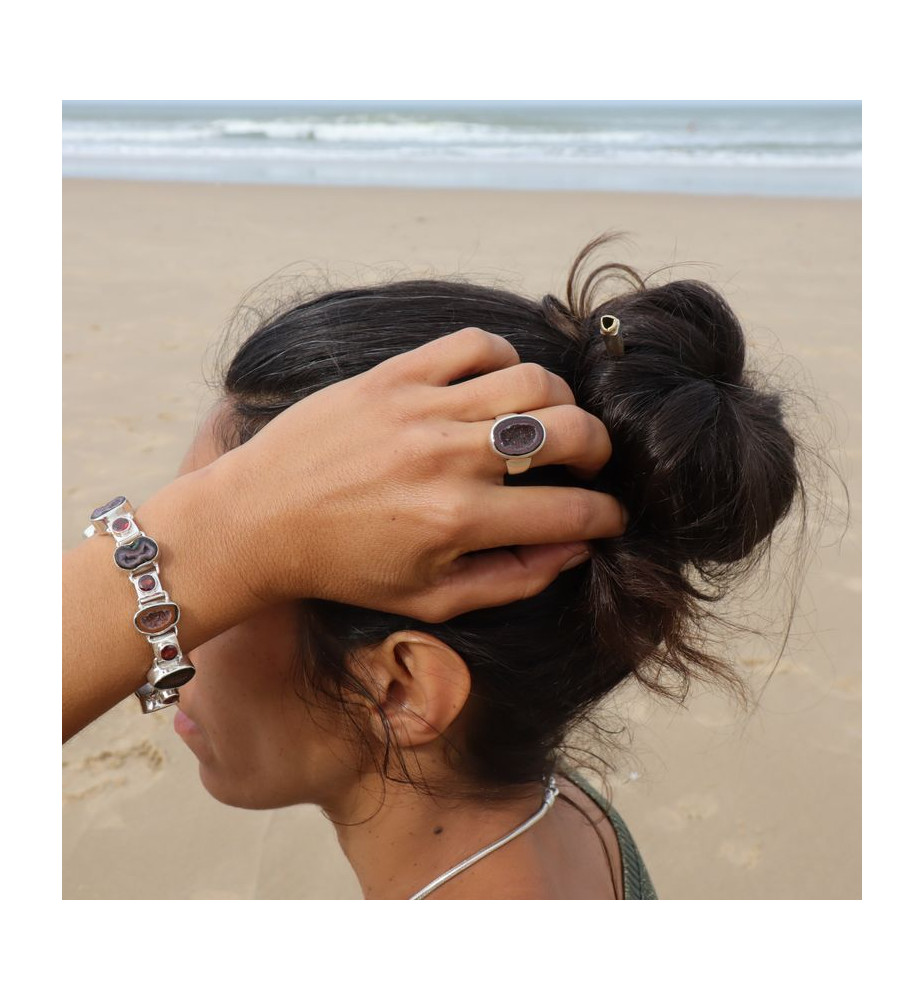 bracelet argent et géodes Tabasco