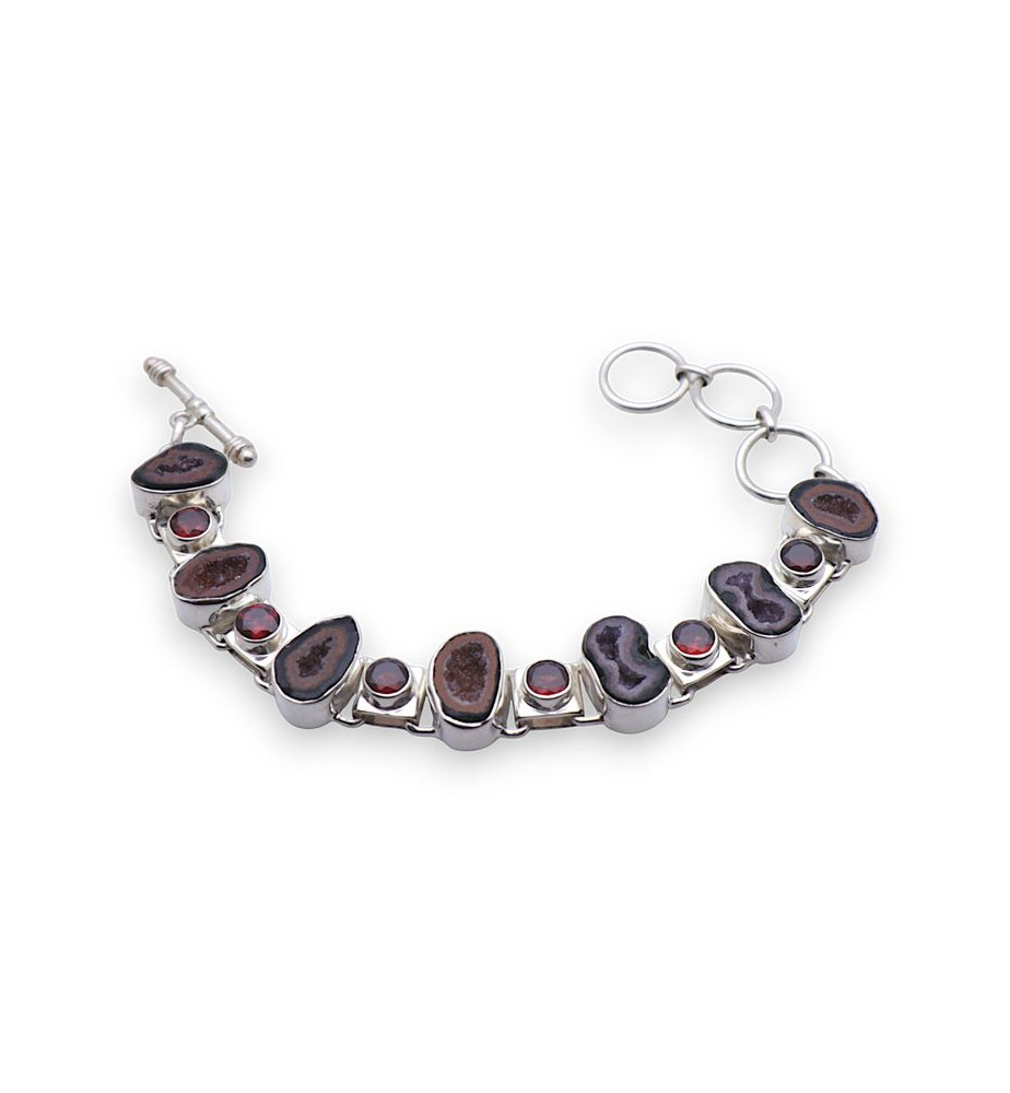 bracelet argent avec géodes tabasco