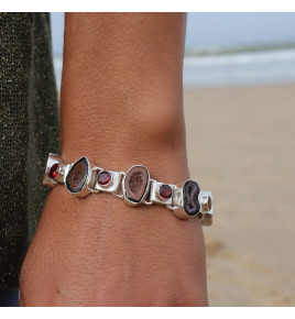 bracelet argent et pierres naturelles pour femme